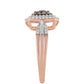 Inel din Argint 925 Placat cu Aur Roz ( 3.46 grame ) cu Diamant de culoarea Șampaniei și Diamant Alb 0.61 Carate
