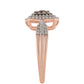 Inel din Argint 925 Placat cu Aur Roz ( 3.46 grame ) cu Diamant de culoarea Șampaniei și Diamant Alb 0.61 Carate