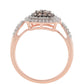 Inel din Argint 925 Placat cu Aur Roz ( 3.46 grame ) cu Diamant de culoarea Șampaniei și Diamant Alb 0.61 Carate