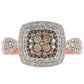 Inel din Argint 925 Placat cu Aur Roz ( 3.46 grame ) cu Diamant de culoarea Șampaniei și Diamant Alb 0.61 Carate