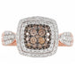 Inel din Argint 925 Placat cu Aur Roz ( 3.46 grame ) cu Diamant de culoarea Șampaniei și Diamant Alb 0.61 Carate