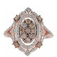Inel din Argint 925 Placat cu Aur Roz ( 3.79 grame ) cu Diamant de culoarea Șampaniei și Diamant Alb 0.86 Carate
