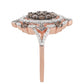 Inel din Argint 925 Placat cu Aur Roz ( 3.79 grame ) cu Diamant de culoarea Șampaniei și Diamant Alb 0.86 Carate