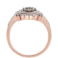 Inel din Argint 925 Placat cu Aur Roz ( 3.79 grame ) cu Diamant de culoarea Șampaniei și Diamant Alb 0.86 Carate