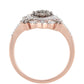 Inel din Argint 925 Placat cu Aur Roz ( 3.79 grame ) cu Diamant de culoarea Șampaniei și Diamant Alb 0.86 Carate