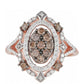 Inel din Argint 925 Placat cu Aur Roz ( 3.79 grame ) cu Diamant de culoarea Șampaniei și Diamant Alb 0.86 Carate