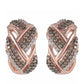 Cercei din Argint 925 Placat cu Aur Roz ( 4.5 grame ) cu Diamant de culoarea Șampaniei și Diamant Alb 0.49 Carate