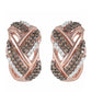 Cercei din Argint 925 Placat cu Aur Roz ( 4.5 grame ) cu Diamant de culoarea Șampaniei și Diamant Alb 0.49 Carate
