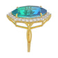 Inel din Argint 925 Placat cu Aur ( 3.97 grame ) cu Cuarț Păun și Topaz Alb 10.09 Carate