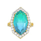 Inel din Argint 925 Placat cu Aur ( 3.97 grame ) cu Cuarț Păun și Topaz Alb 10.09 Carate