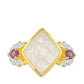 Inel din Argint 925 Placat cu Aur ( 3.26 grame ) cu Piatra Lunii Curcubeu și Ametist Brazilian 5.36 Carate