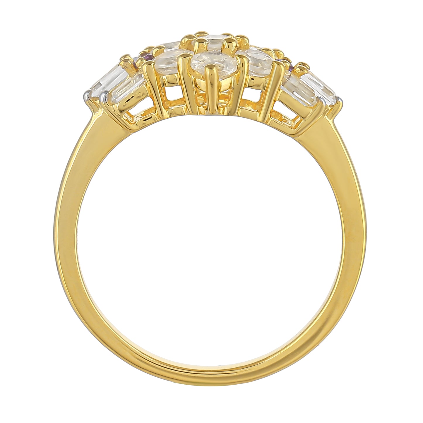 Inel din Argint 925 Placat cu Aur ( 2.25 grame ) cu Piatra Lunii Curcubeu și Ametist Brazilian 1.24 Carate