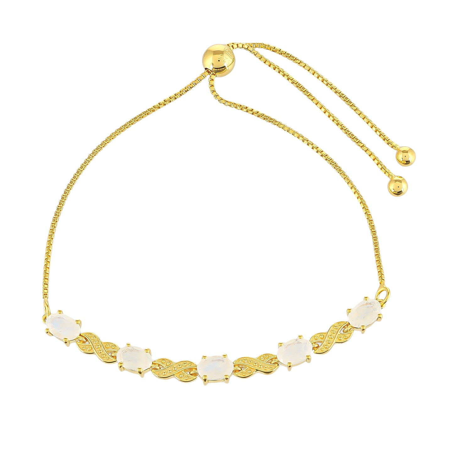 Brățară din Argint 925 Placat cu Aur ( 4.65 grame ) cu Piatra Lunii Curcubeu 2.09 Carate