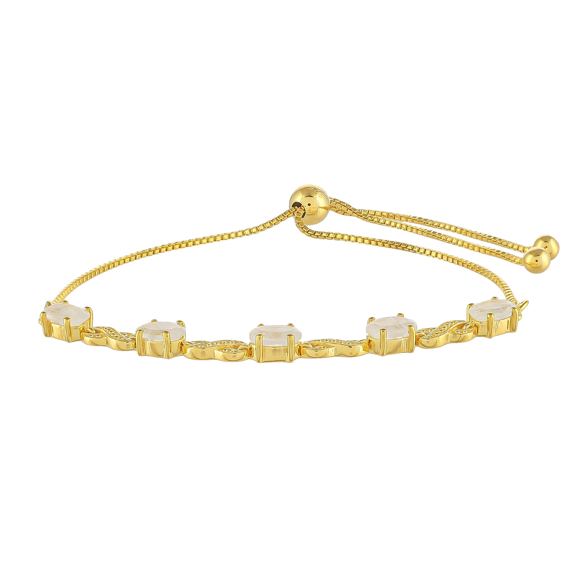 Brățară din Argint 925 Placat cu Aur ( 4.65 grame ) cu Piatra Lunii Curcubeu 2.09 Carate 2 