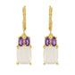 Cercei din Argint 925 Placat cu Aur ( 2.26 grame ) cu Piatra Lunii Curcubeu și Ametist Brazilian 7 Carate