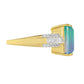 Inel din Argint 925 Placat cu Aur ( 3.64 grame ) cu Cuarț Păun și Topaz Alb 6.78 Carate