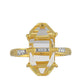 Inel din Argint 925 Placat cu Aur ( 2.64 grame ) cu Opal de Foc American și Diamant Alb 12.89 Carate