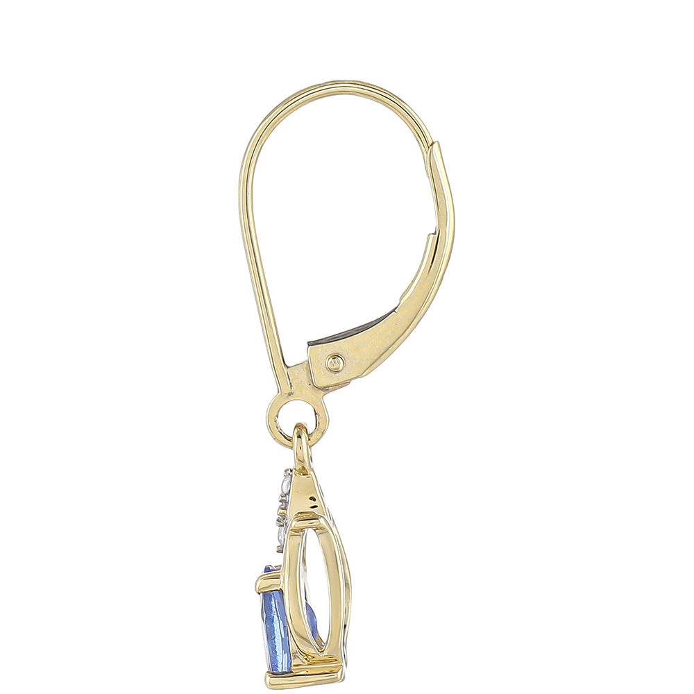 Cercei din Aur de 9K ( 1.5 grame ) cu Tanzanit AAA și Zircon Natural 0.96 Carate 2 