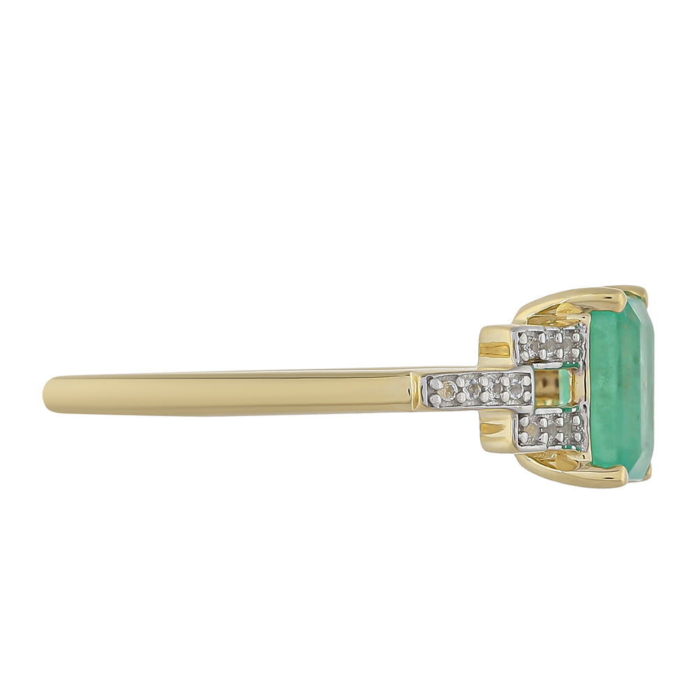 Inel din Aur de 9K ( 1.69 grame ) cu Smarald Brazilian și Topaz Alb 1.07 Carate 2 