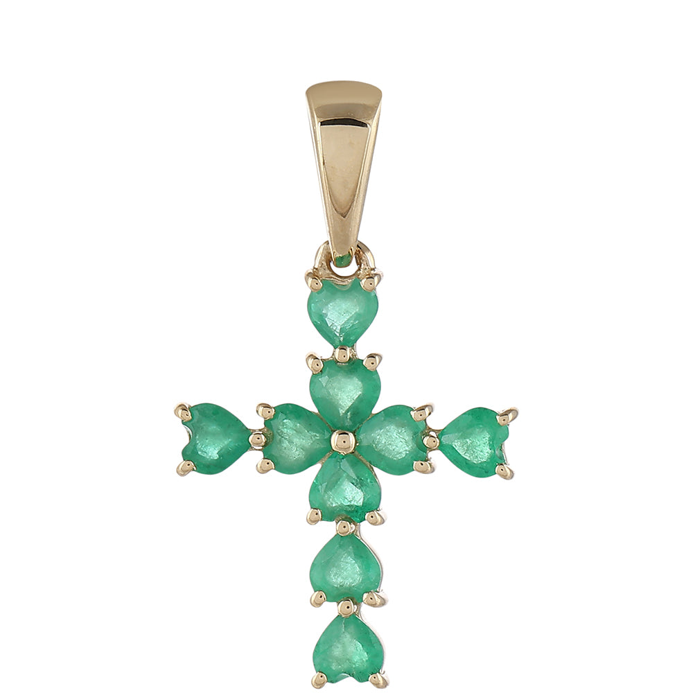 Cruce Pandantiv din Aur de 9K ( 1.32 grame ) cu Smarald Brazilian 0.87 Carate 1 