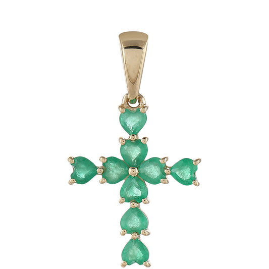 Cruce Pandantiv din Aur de 9K ( 1.32 grame ) cu Smarald Brazilian 0.87 Carate