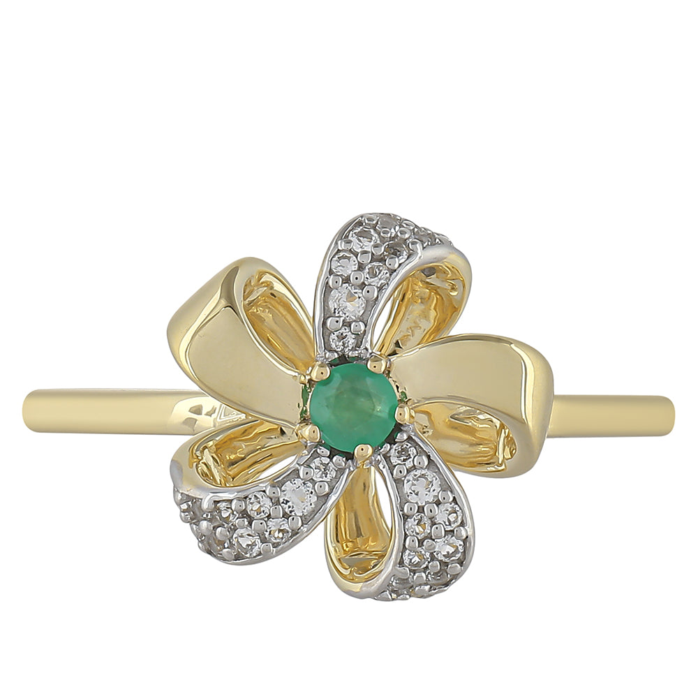 Inel din Aur de 9K ( 1.97 grame ) cu Smarald Brazilian și Topaz Alb 0.18 Carate