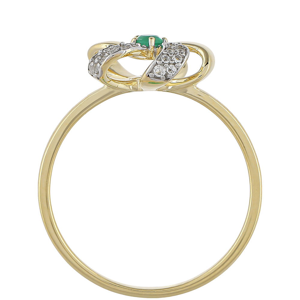 Inel din Aur de 9K ( 1.97 grame ) cu Smarald Brazilian și Topaz Alb 0.18 Carate