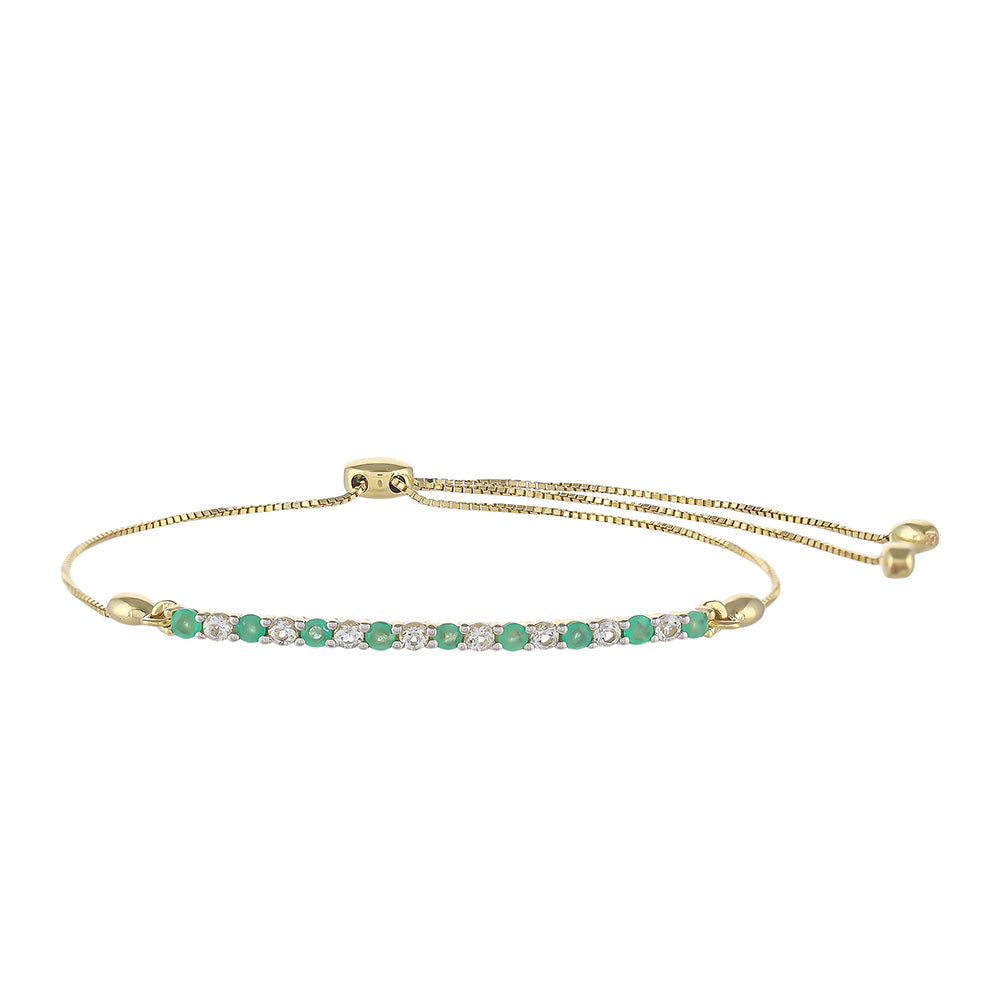 Brățară din Aur de 9K ( 2.48 grame ) cu Smarald Brazilian și Topaz Alb 0.64 Carate 1 
