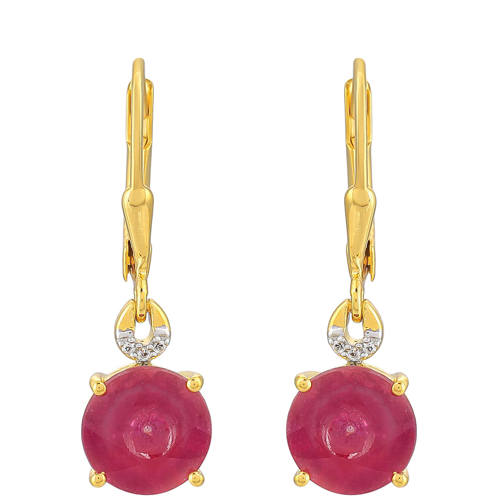 Cercei din Argint 925 Placat cu Aur ( 1.87 grame ) cu Rubin Thailandez și Topaz Alb 4.54 Carate