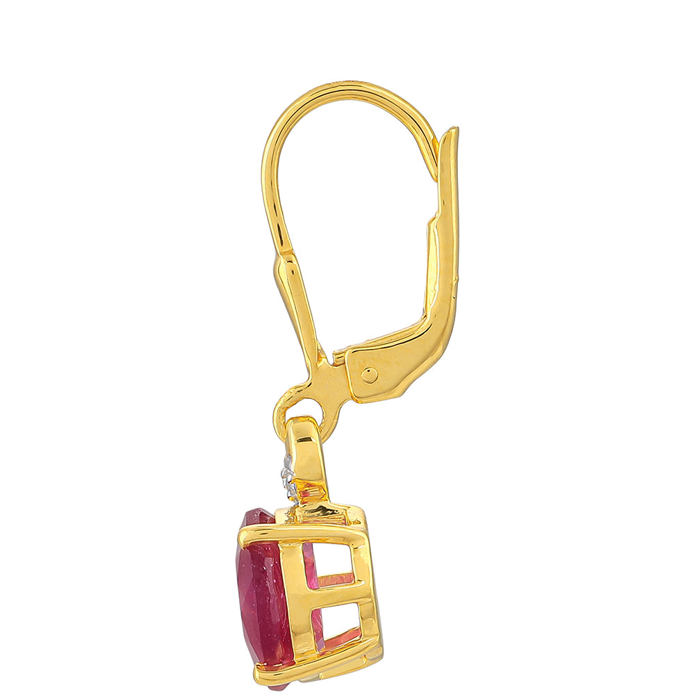 Cercei din Argint 925 Placat cu Aur ( 1.87 grame ) cu Rubin Thailandez și Topaz Alb 4.54 Carate