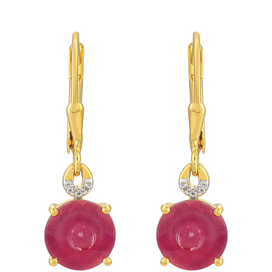 Cercei din Argint 925 Placat cu Aur ( 1.87 grame ) cu Rubin Thailandez și Topaz Alb 4.54 Carate