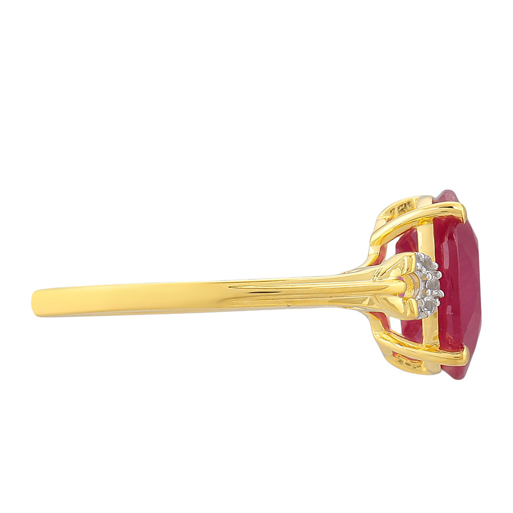 Inel din Argint 925 Placat cu Aur ( 1.75 grame ) cu Rubin Thailandez și Topaz Alb 4.07 Carate 2 