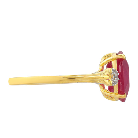 Inel din Argint 925 Placat cu Aur ( 1.75 grame ) cu Rubin Thailandez și Topaz Alb 4.07 Carate