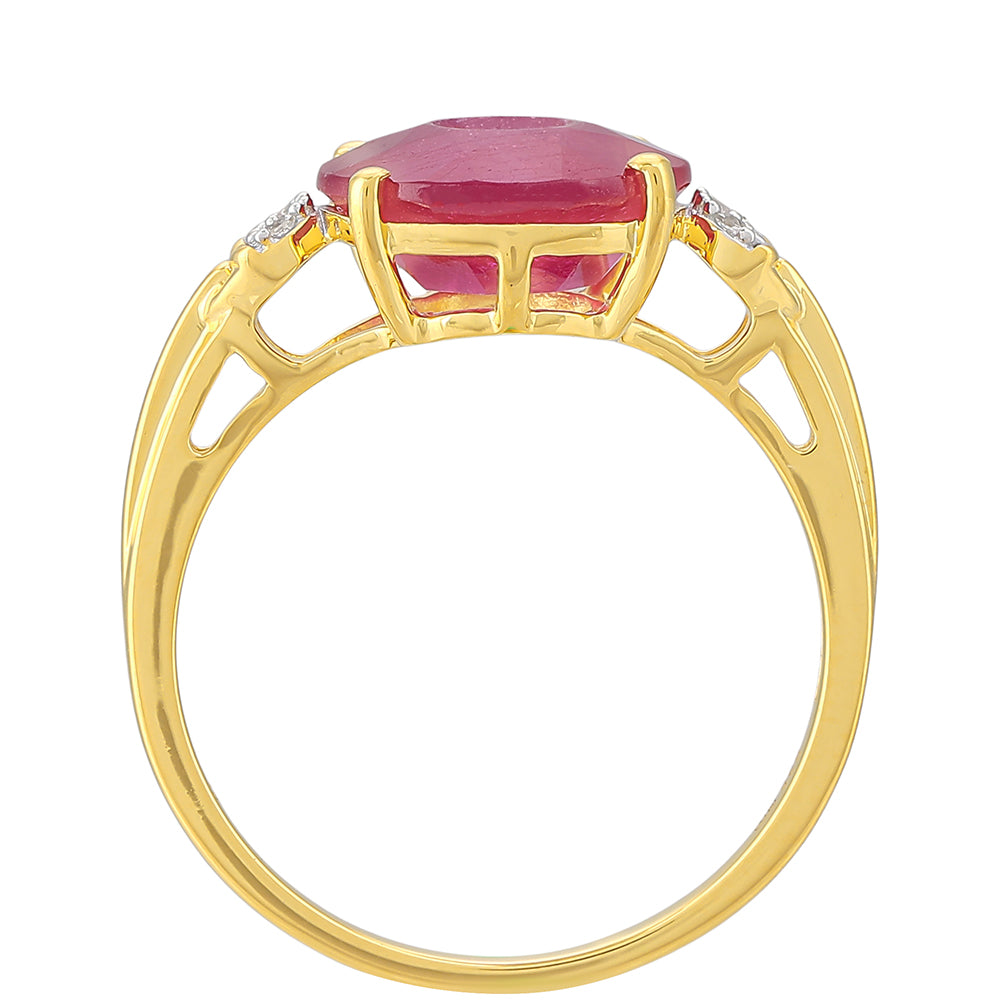 Inel din Argint 925 Placat cu Aur ( 1.75 grame ) cu Rubin Thailandez și Topaz Alb 4.07 Carate