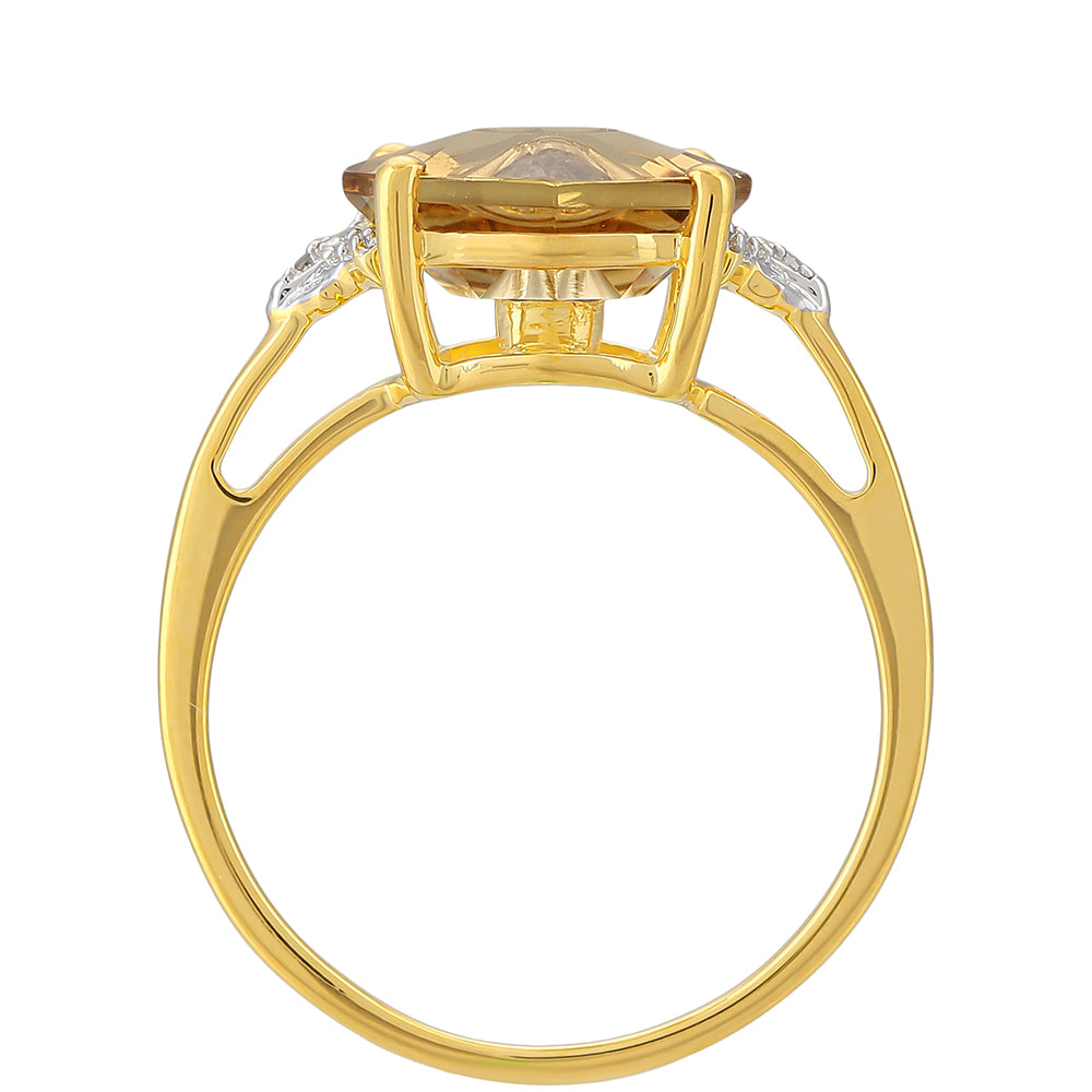 Inel din Argint 925 Placat cu Aur ( 1.98 grame ) cu Tanzanit și Cuarț de culoarea Șampaniei 2.86 Carate