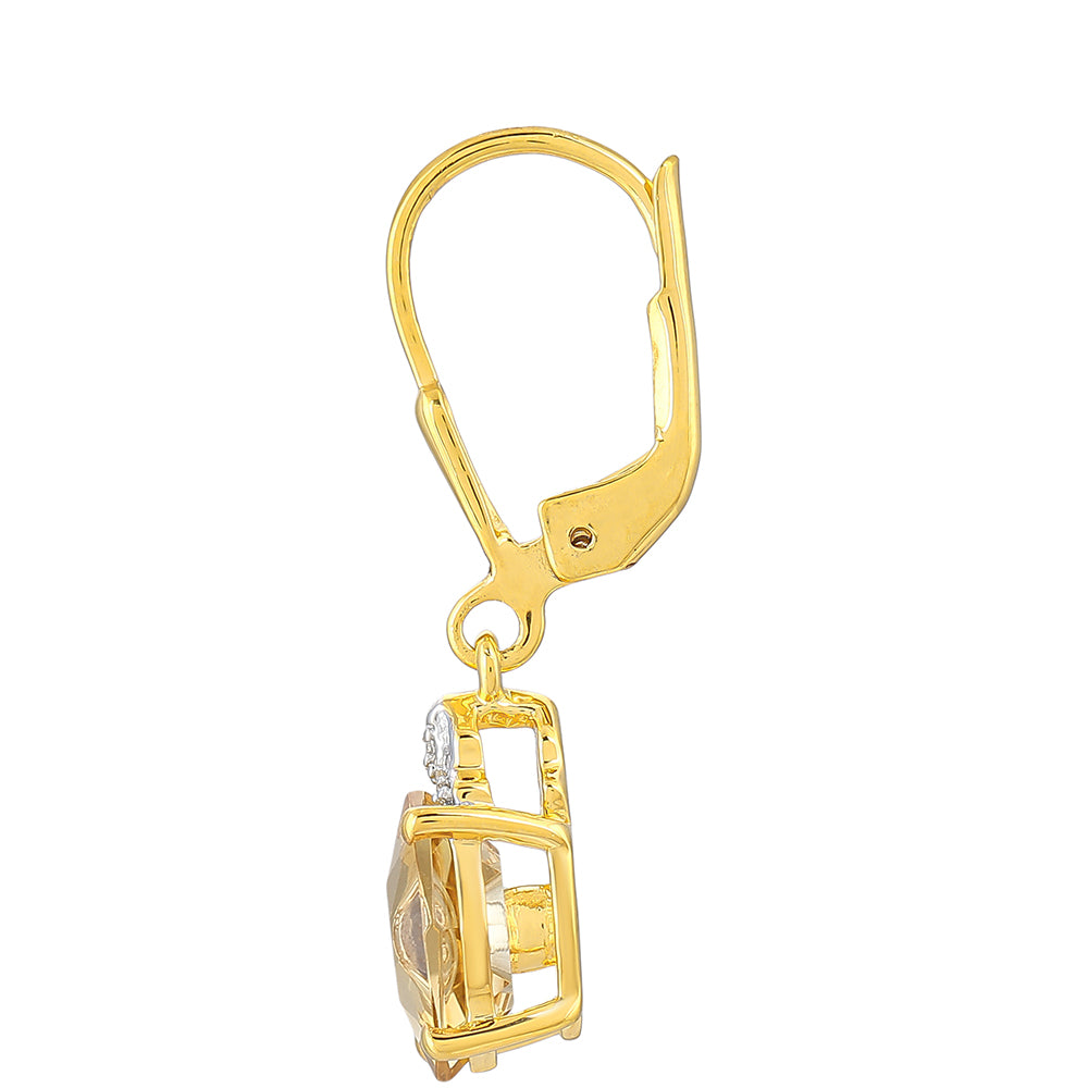 Cercei din Argint 925 Placat cu Aur ( 2.11 grame ) cu Tanzanit și Cuarț de culoarea Șampaniei 3.07 Carate 2 