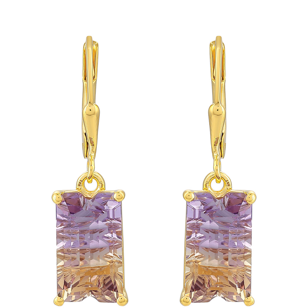 Cercei din Argint 925 Placat cu Aur ( 2.1 grame ) cu Ametrin 7.76 Carate 1 