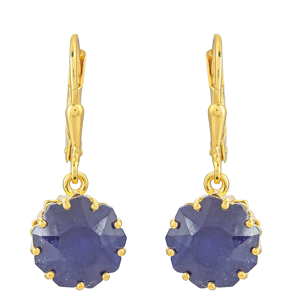 Cercei din Argint 925 Placat cu Aur ( 2.06 grame ) cu Safir Albastru Thailandez 10.35 Carate