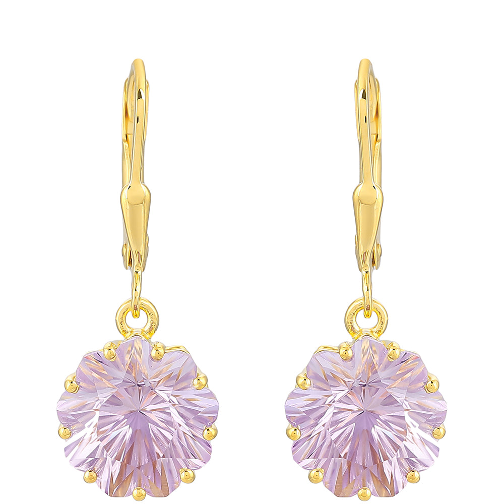 Cercei din Argint 925 Placat cu Aur ( 2.06 grame ) cu Ametist Rose de France 7.19 Carate
