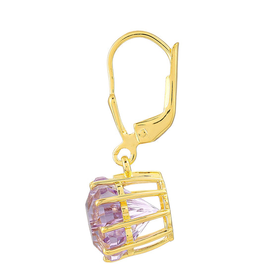 Cercei din Argint 925 Placat cu Aur ( 2.06 grame ) cu Ametist Rose de France 7.19 Carate