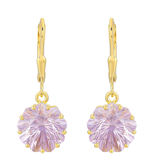 Cercei din Argint 925 Placat cu Aur ( 2.06 grame ) cu Ametist Rose de France 7.19 Carate