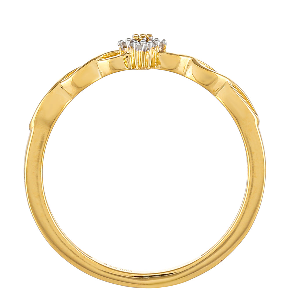 Inel din Argint 925 Placat cu Aur ( 1.57 grame ) cu Diamant Roșu și Diamant Alb 0.05 Carate 4 