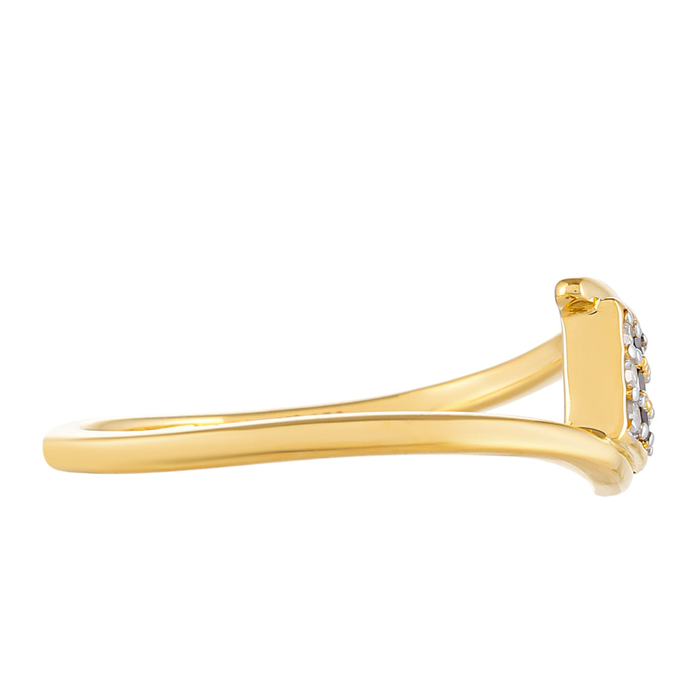 Inel din Argint 925 Placat cu Aur ( 1.9 grame ) cu Diamant Roșu și Diamant Alb 0.09 Carate 2 