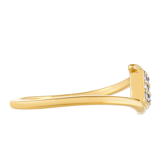 Inel din Argint 925 Placat cu Aur ( 1.9 grame ) cu Diamant Roșu și Diamant Alb 0.09 Carate