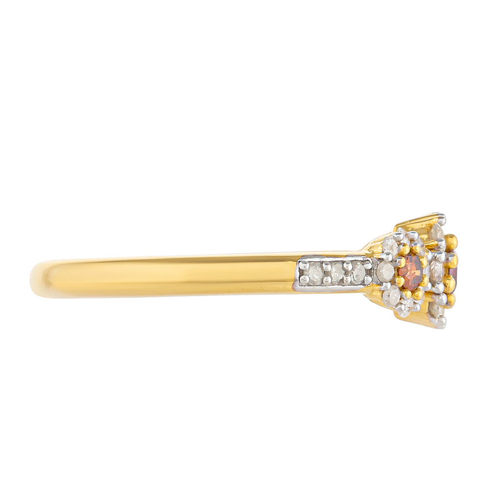 Inel din Argint 925 Placat cu Aur ( 1.96 grame ) cu Diamant Roșu și Diamant Alb 0.4 Carate 2 