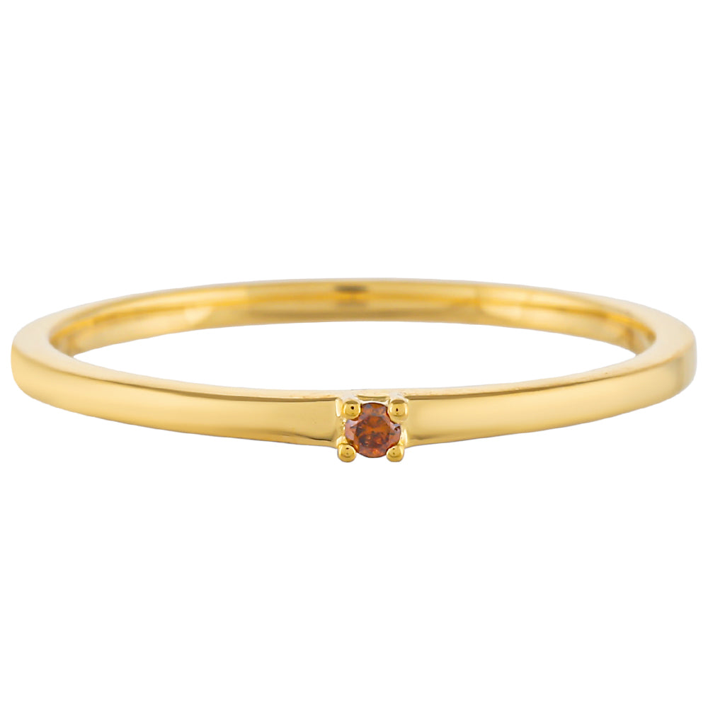 Inel din Argint 925 Placat cu Aur ( 0.96 grame ) cu Diamant Roșu 0.02 Carate 1 