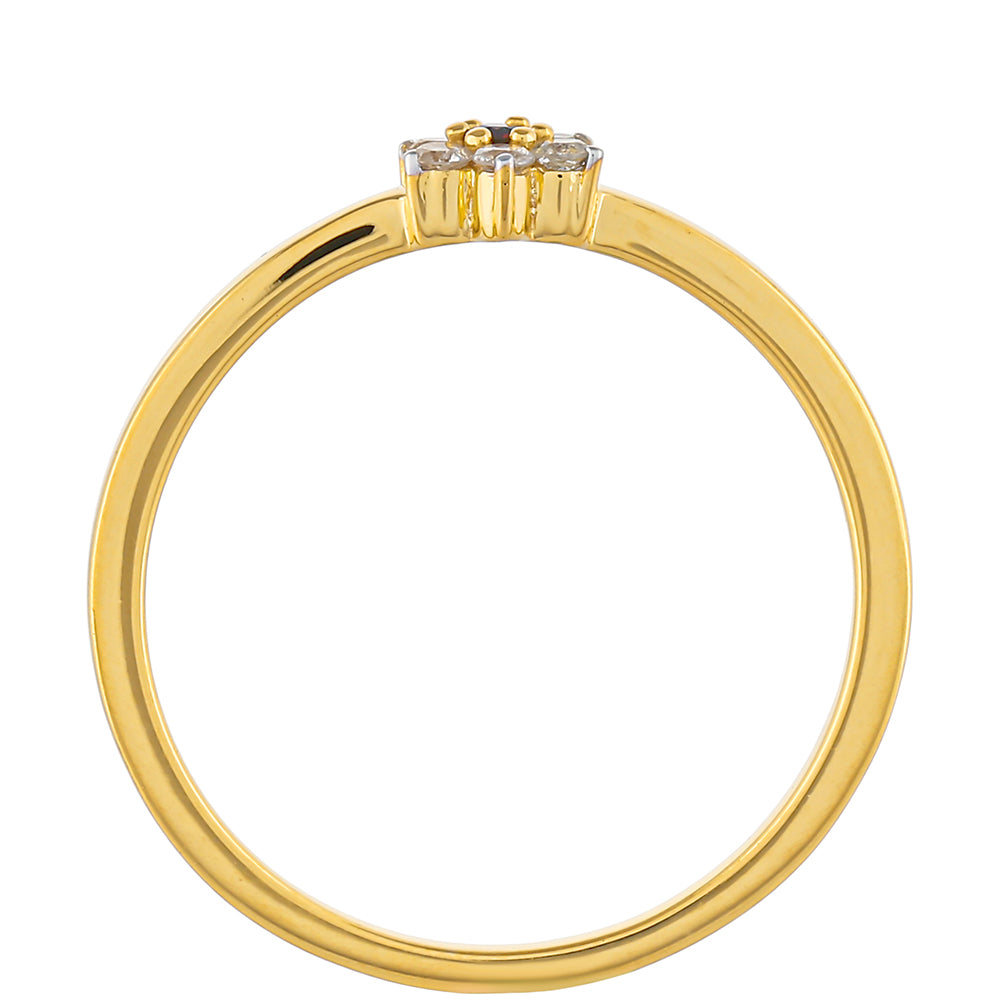 Inel din Argint 925 Placat cu Aur ( 1.53 grame ) cu Diamant Roșu și Diamant Alb 0.11 Carate 4 