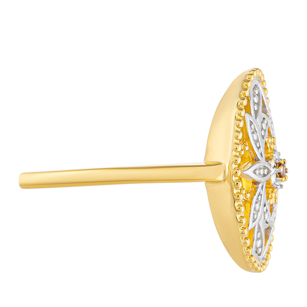 Inel din Argint 925 Placat cu Aur ( 3.17 grame ) cu Diamant Roșu 0.01 Carate