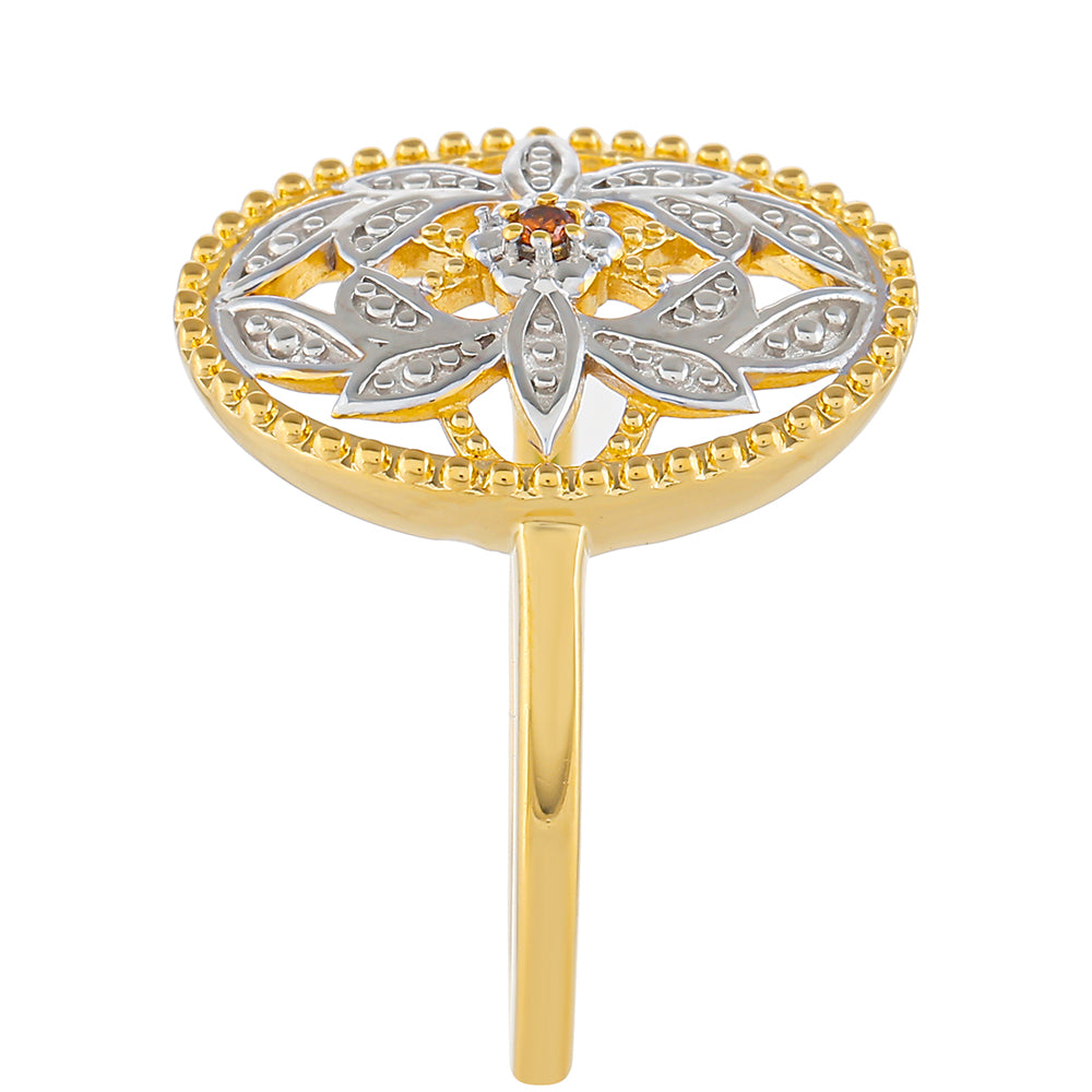 Inel din Argint 925 Placat cu Aur ( 3.17 grame ) cu Diamant Roșu 0.01 Carate