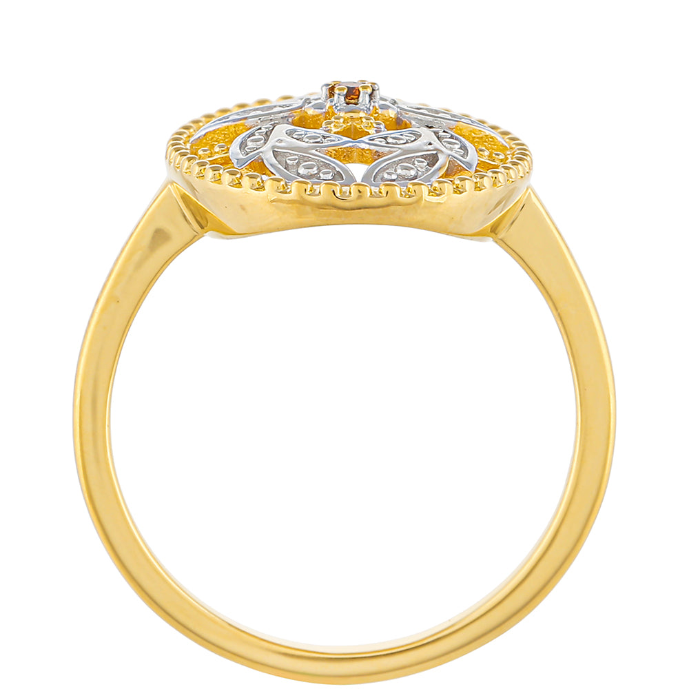 Inel din Argint 925 Placat cu Aur ( 3.17 grame ) cu Diamant Roșu 0.01 Carate 4 